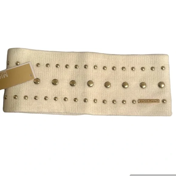 Michael Kors Tan Ribbed Knit head band MICHAEL KORS Ribbed Fingerless Gloves & Twisted Headband Set  main image 4